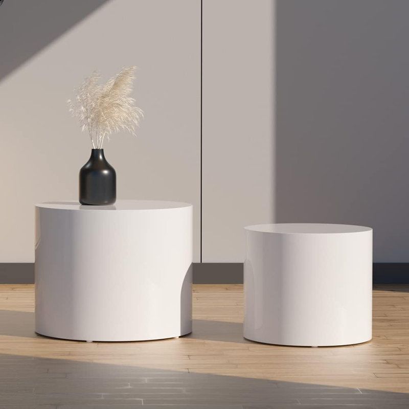 Ensemble de tables de bout Block, H 15 po x l 18,89 po x P 18,89 po, Blanc
