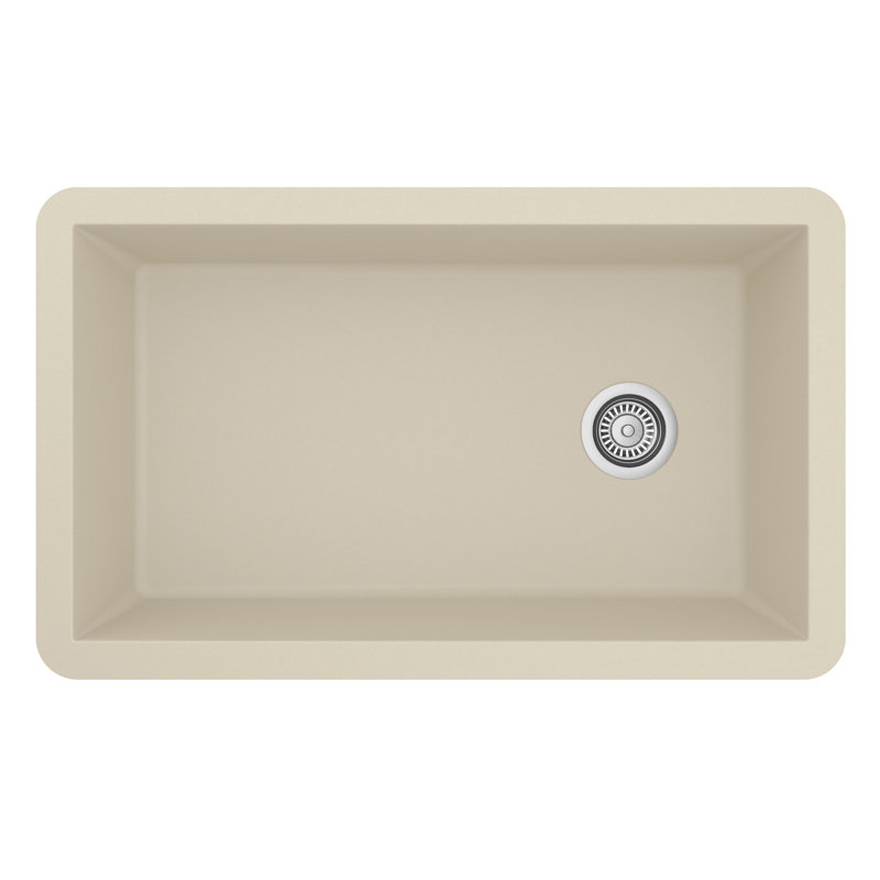 Karran Quartz 31-3/4'' X 19-1/4'' Single Bowl Undermount Kitchen Sink Kit, Bisque