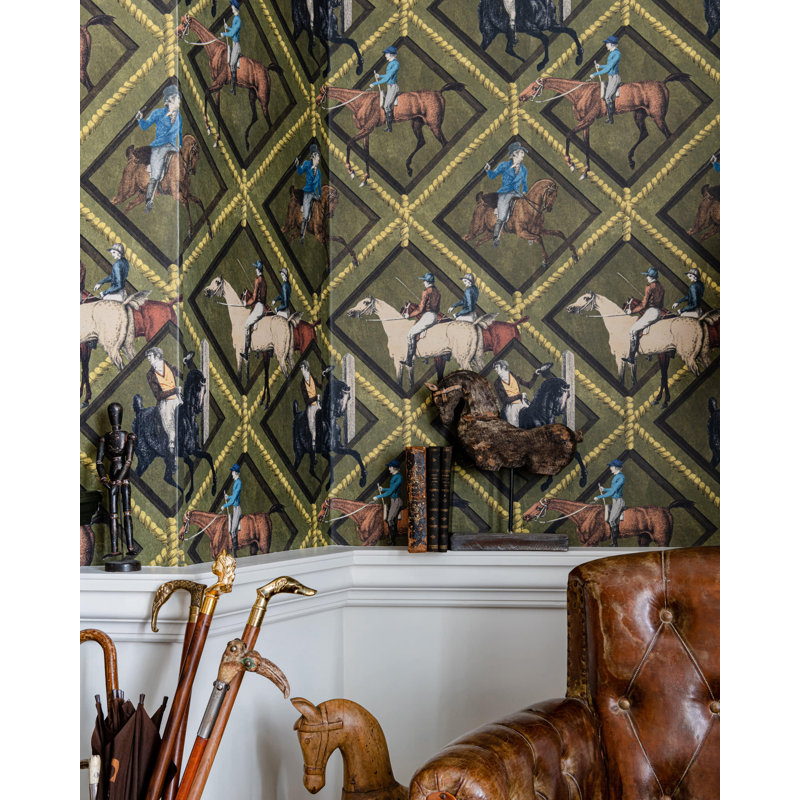 The Derby Geometric Wallpaper Roll, Blue/Brown/Gray/Taupe