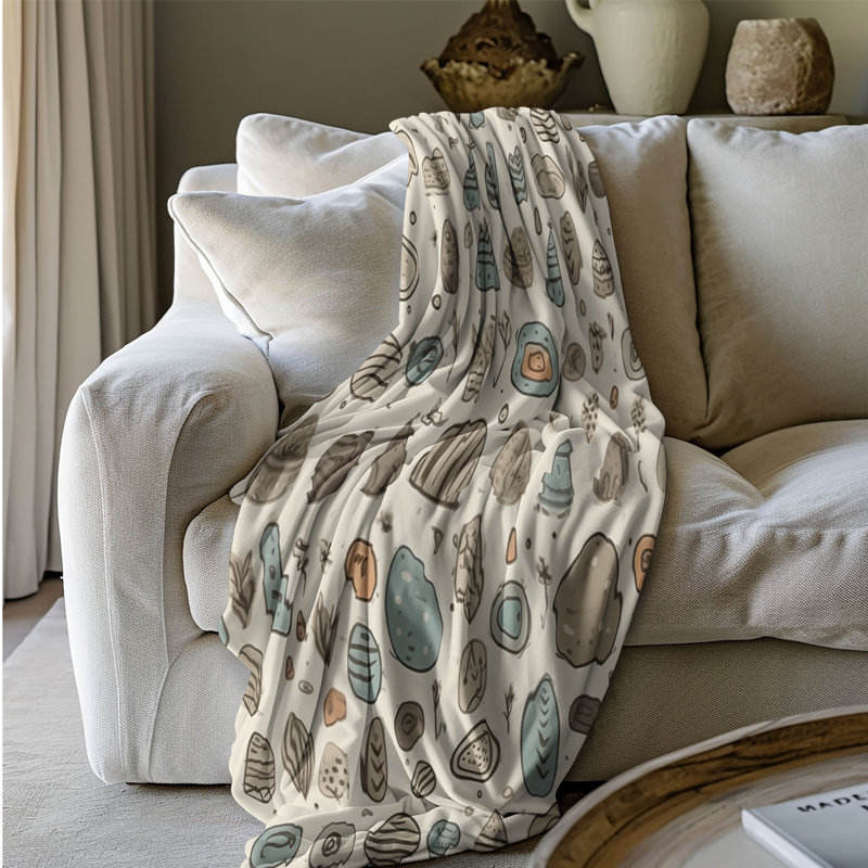 Mosaïque de pierre - couverture sherpa de qualité supérieure 1 pièce, L 80 po x l 60 po