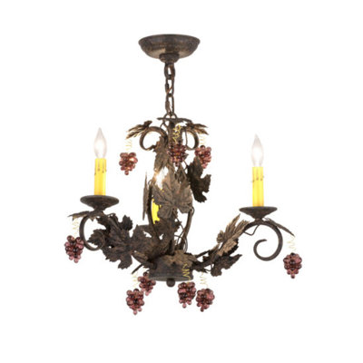 Lustre traditionnel / classique à 3 lumières de style bougie Vineyard
