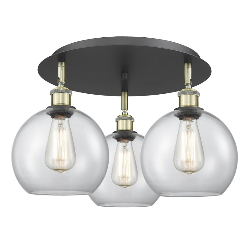 Ellington Glass Flush Mount, Clear, Black Antique Brass