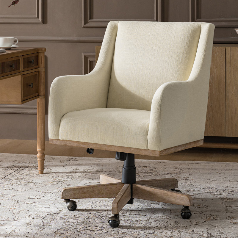 Ackeron Julia Farmhouse 360° Swivel Office Chair with Adjustable Height and Curved Armrests, Linen