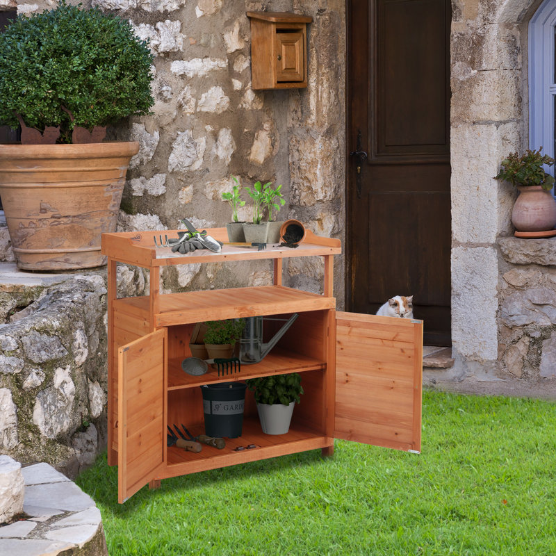 Potting Bench 8 ft. W x 4 ft. D Wooden Pent Tool Shed