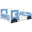 Lit bleu en forme de voiture pleine grandeur avec roulettes - Fabrication en pin et portes de style voiture Fenêtres pour intérêt Rails à lattes prêts pour le matelas Assemblage simple requis Classic In Made Caractéristiques supplémentaires Allure-118084270-118084273