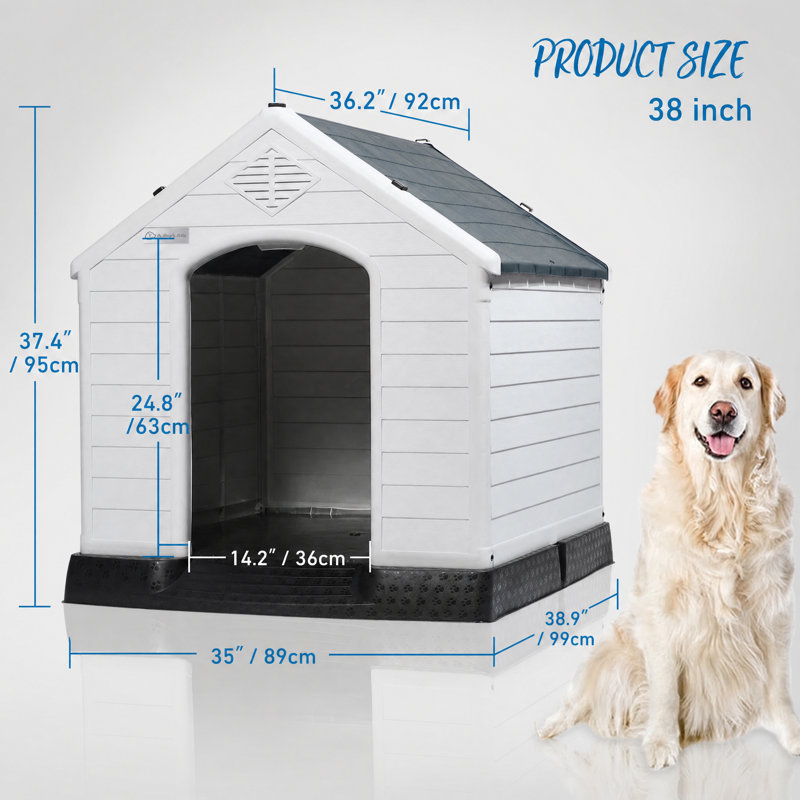 Niche pour chien en plastique Aunyae, Gris, 37.4" H x 35" W x 38.9" D