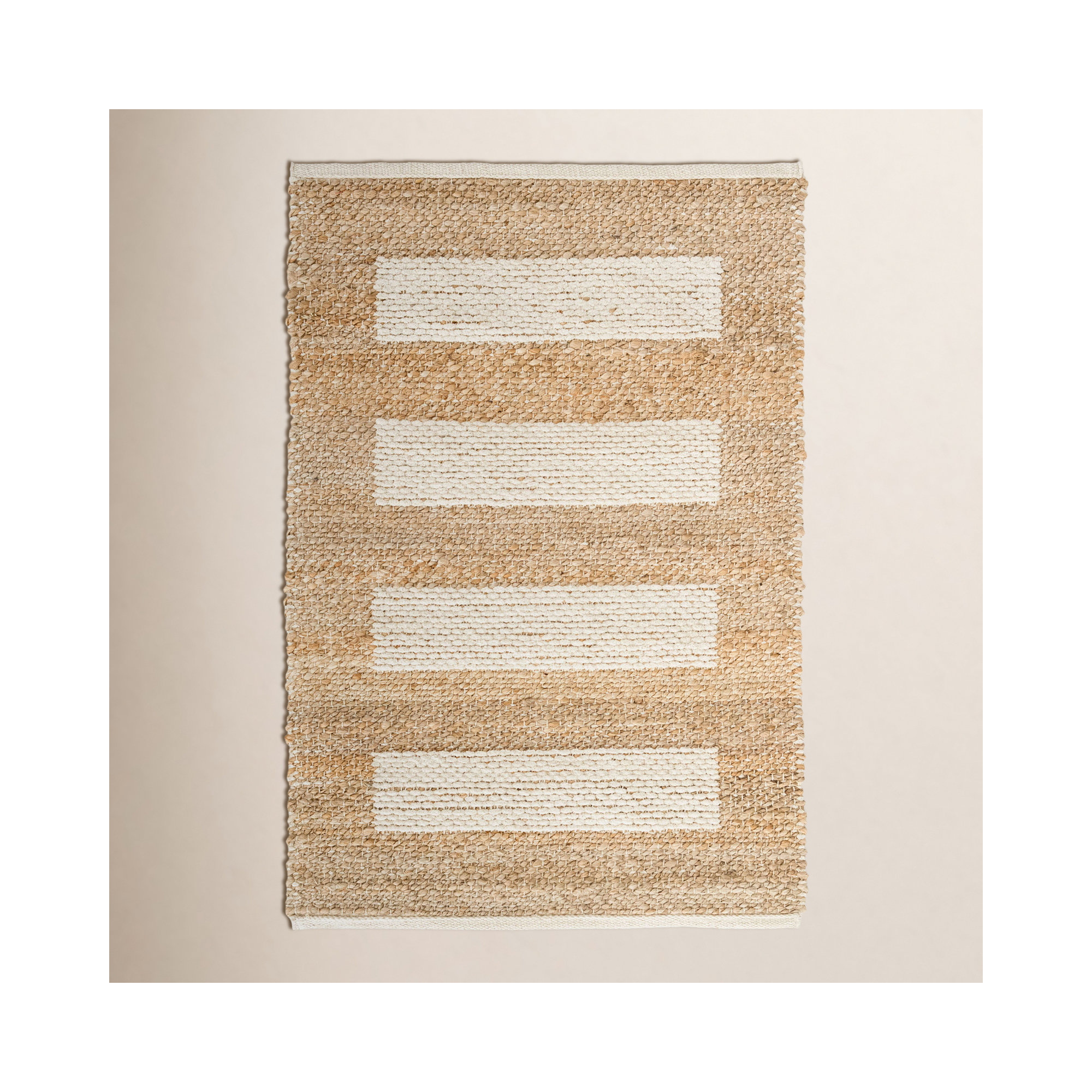 Milo Ivory Handwoven Jute/Cotton Rug, Rectangle 5' x 8'