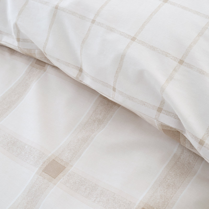Oxton Check 200 Thread Count Cotton Reversible Duvet Cover Set, Super King Duvet Cover + 2 Standard Pillowcases