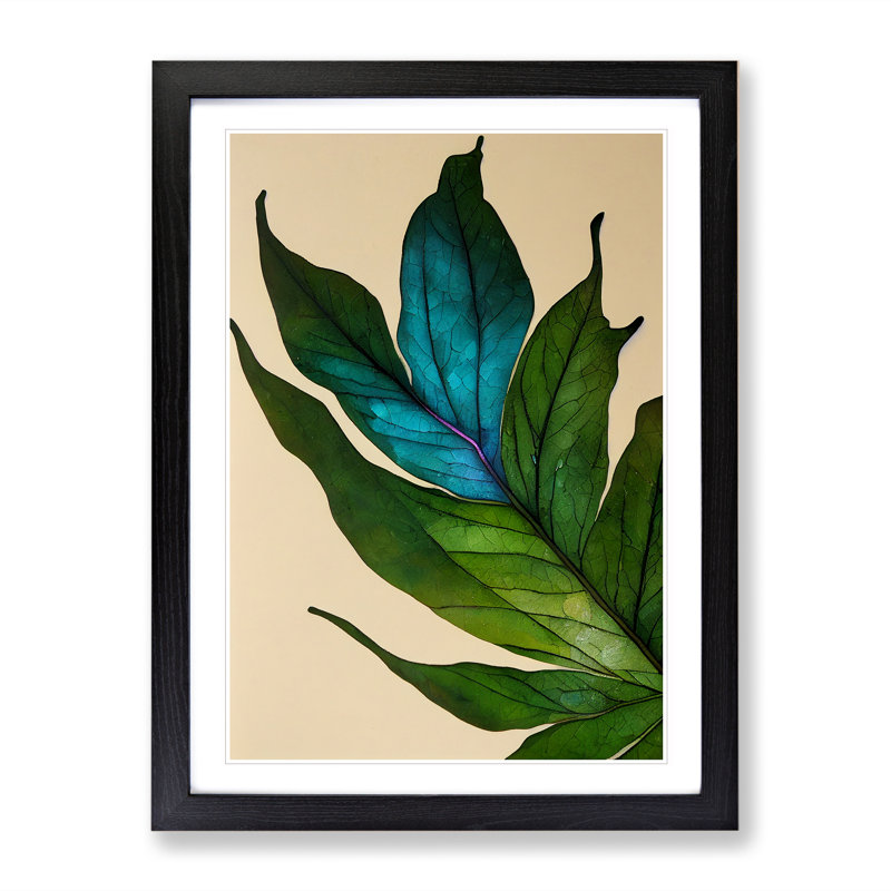 Gracious Leaf - Single Picture Frame Painting, Black, 64cm H x 46cm W x 2cm D
