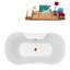 Baignoire de trempage autoportante en acrylique 60 "avec bonde et plateau en bambou Streamline-50896806
