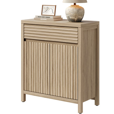 Armoire buffet moderne à cannelures élégantes 29,1 po avec 1 tiroir et 2 tablettes réglables
