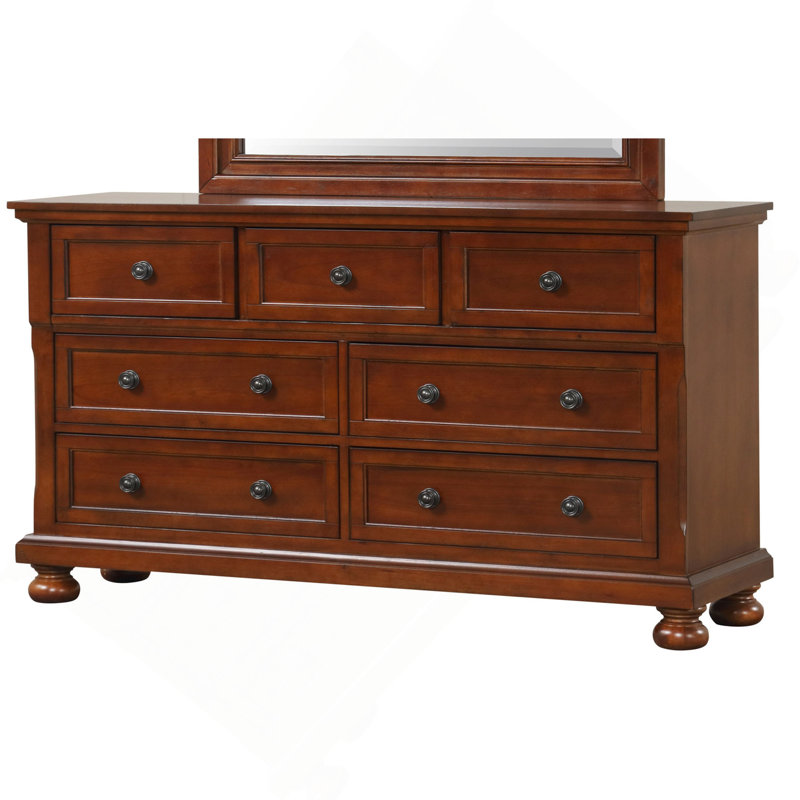Commode 7 tiroirs avec boutons ronds et pieds en chignon