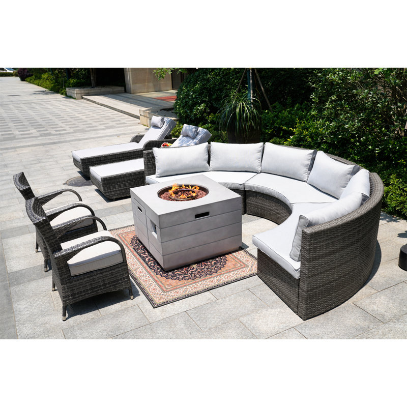 Ensemble de conversation modulaire 9 pièces avec coussins 9 pièces