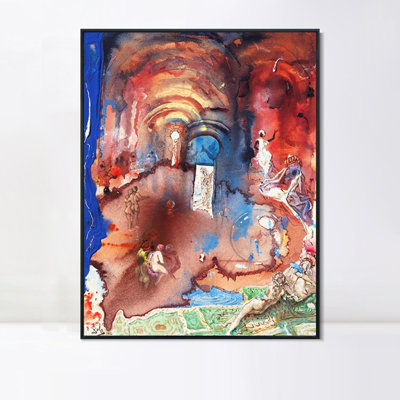 Impression sur toile encadrée, "Harem fabuleux avec porte blanche et deux sphères" par Salvador Dali, art mural pour le salon, décorations de bureau à domicile