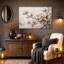 Crème, fleurs de magnolia sur fond texturé, art mural d'Halloween-2037061545