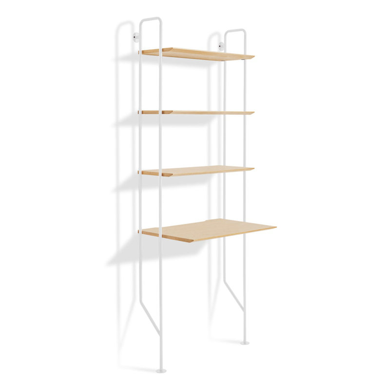 Hitch Etagere Bookcase, White Body/Natural Cubbie