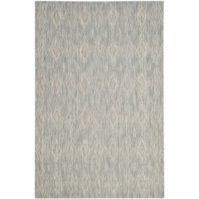 Geometric Gray/Wheat/Blue Indoor/Outdoor Area Rug