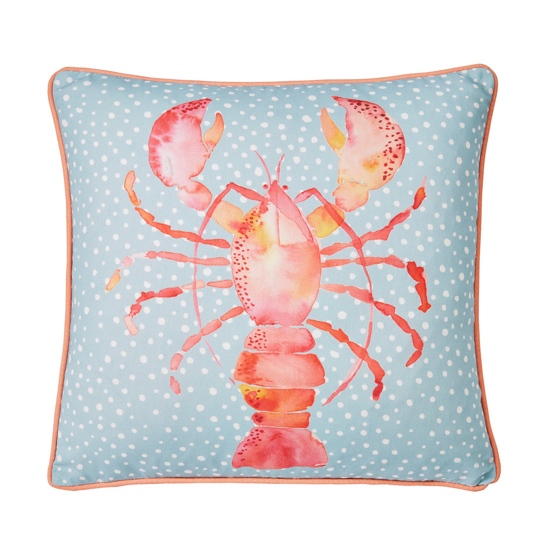 Lobster Indoor / Outdoor Orange Square Throw Cushion - Image 4