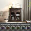 Elegant Small Buffet Cabinet with LED Lights - Space-Saving Small Sideboard with Adjustable Shelf, Glass Doors & Drawer - Modern Kitchen Storage for Coffee, Cups & Essentials-1134002882