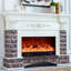 Beige Solid Wood Electric Fireplace