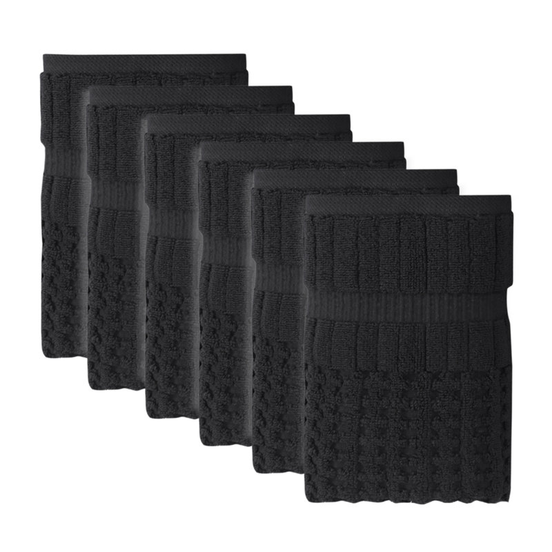 Willow 6 Pieces Hand Towel Set – 100% Combed Cotton, Premium Quality 630 GSM, Black, Ultra-Soft & Highly Absorbent (6 Hand Towels)