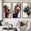 "Bouquet de lis bleu et bourgogne" - 3 pièces sur toile-1758577873-1758577877