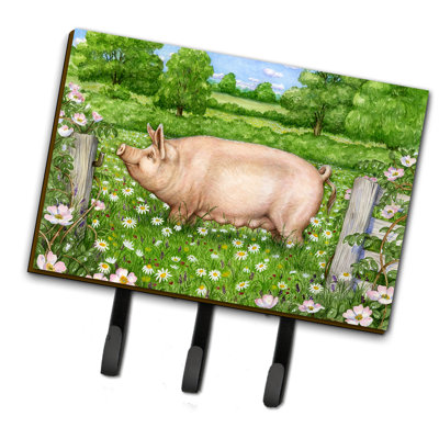 Organisateur de porte-clés avec crochets «Pig in Daisies» par Debbie Cook