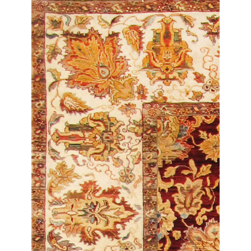 Tapis rouge / brun noué à la main Agra