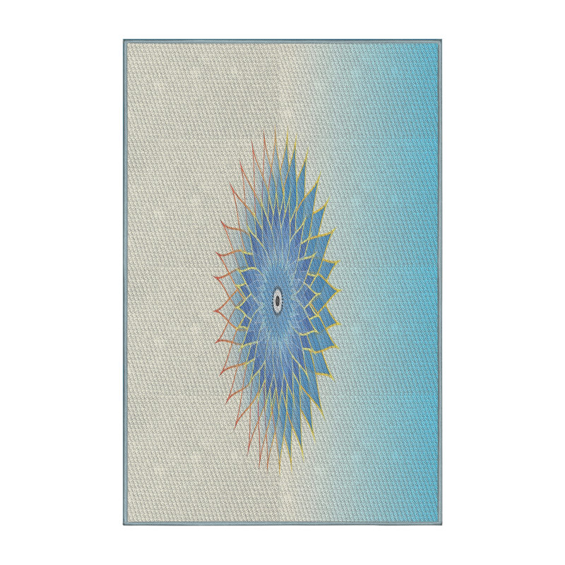Laine tissée à la main et polyester beige/bleu ciel Tapis décoratif, Rectangle 3 pi x 5 pi