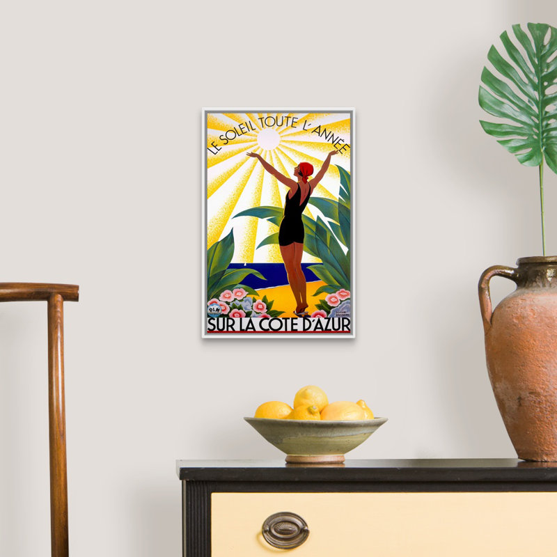 «Cote d'azur», Le Soleil Toute, LAnne, affiche rétro, par Roger Broders, reproduction d'art sur toile encadrée par Roger Broders