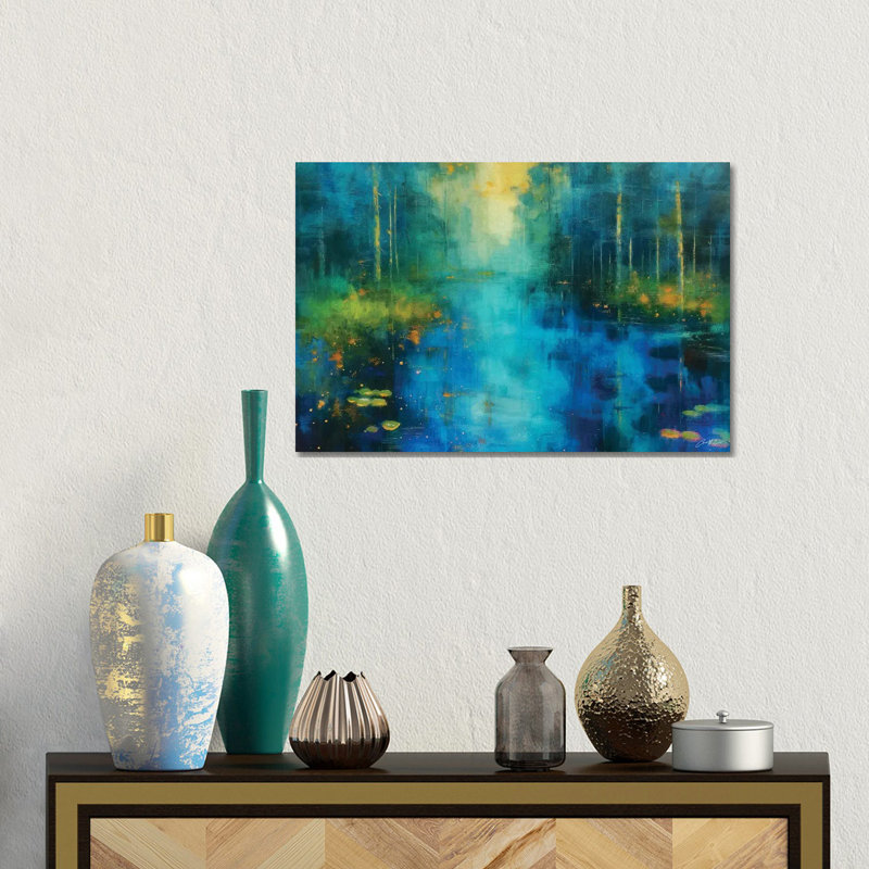 Symphony In Blue - Framed Wall Art Print, H 12 po x l 18 po, Toile tendue, Ne s’applique pas