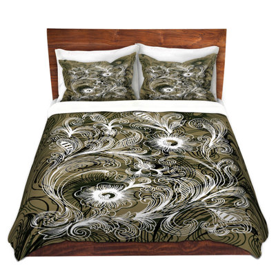 Ensemble de housse de couette olive fleurs de café