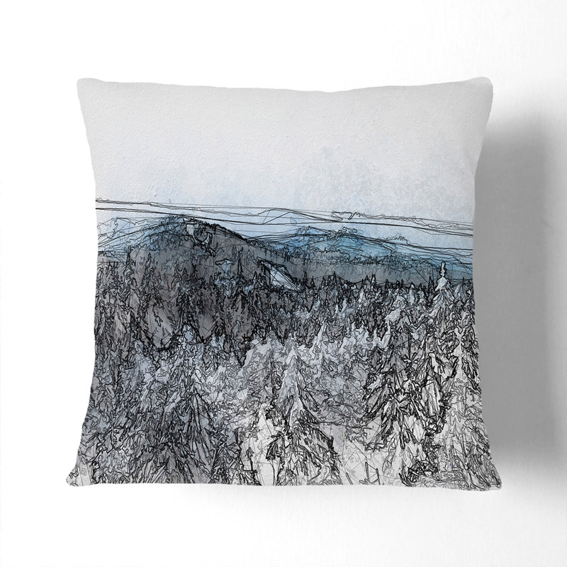 Winter Forest in Romania Cushion with Filling, 40cm H x 40cm W x 15cm D