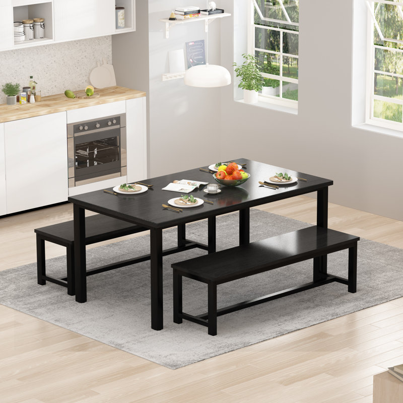 Theoline 2 - Person Four Leg Dining Set, Black