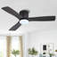 Ventilateur de plafond encastré 48 po à 3 pales en bois massif sculpté à 6 vitesses, silencieux et réversible, avec moteur à intensité variable et télécommande, noir-710460075-710460087