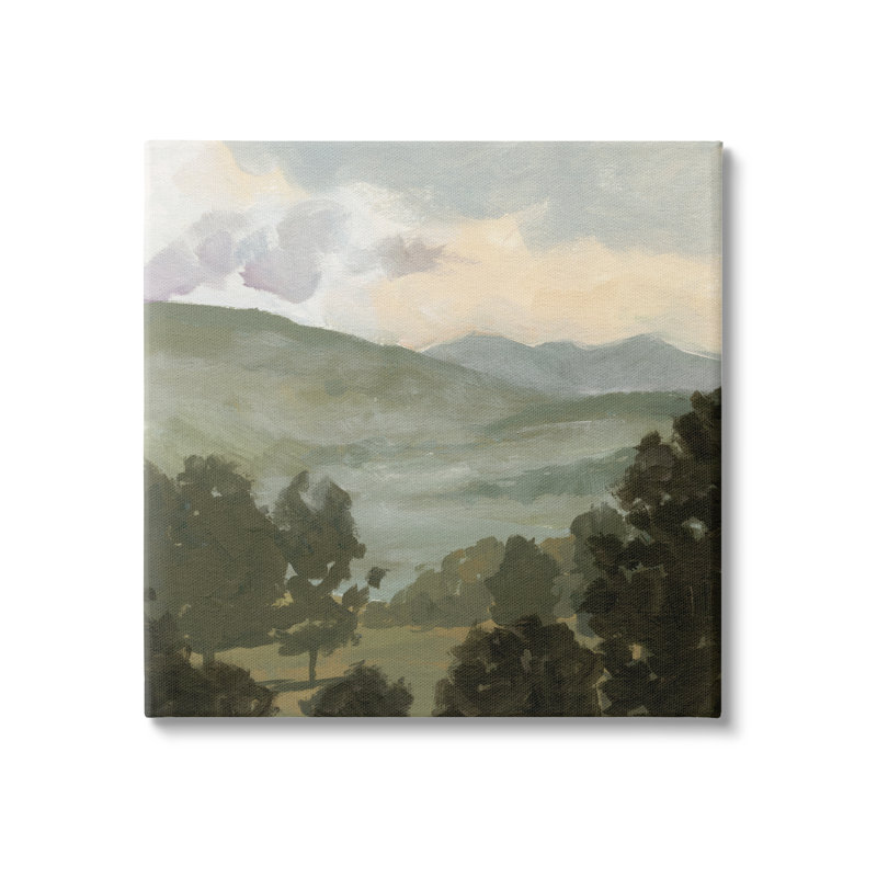 Paysage de campagne verte sur bois par Victoria Barnes, peinture, H 36 po x l 36 po x P 1,5 po