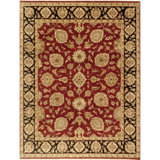 Hand Knotted Wool Oriental Area Rug in Red/Navy/Black