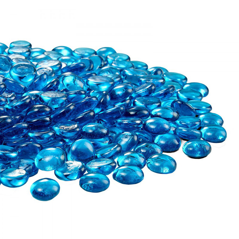 Billes de verre pour foyer, H 3,82 po x l 10,98 po x P 9,02 po, Bleu Cara¨ïbes