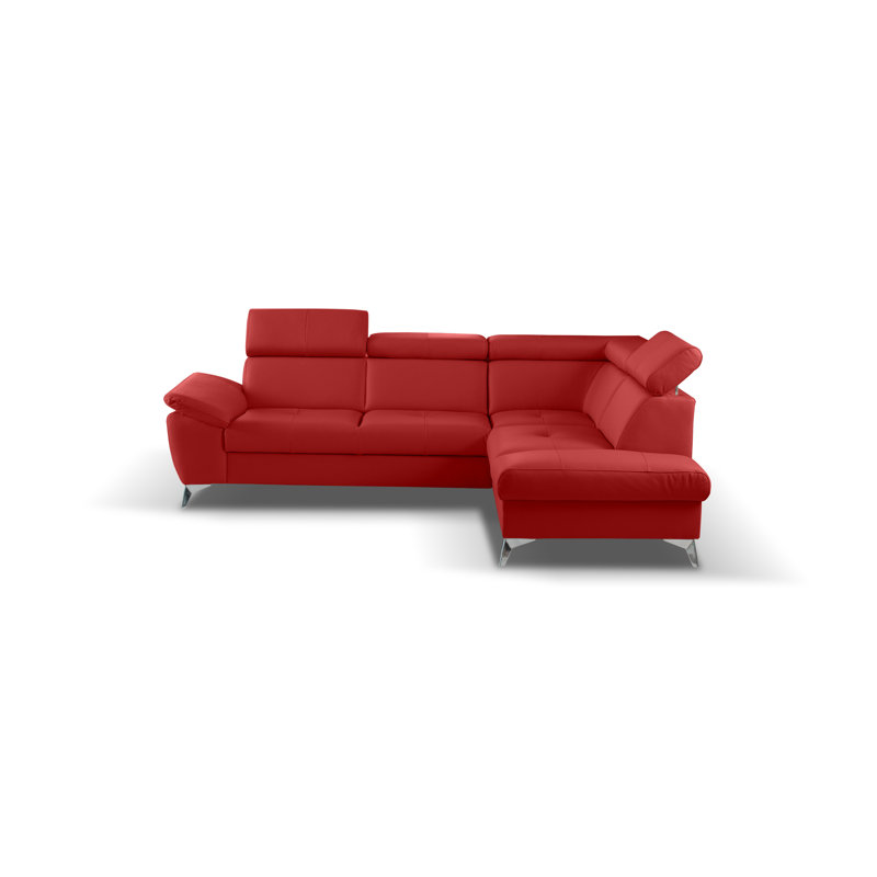 Niagara Genuine Leather Sleeper Corner Sofa with Storage, Adjustable Headrests & Adjustable Armrest, Right Hand Facing, Red