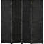 Paravent pliable à 4 panneaux, hauteur de 1,70 m. Noir, tissé à la main avec élégance et un joli sommet arqué. Parfait pour la maison, la chambre ou le bureau. Bois et sangles en polypropylène. Léger et facile à installer.