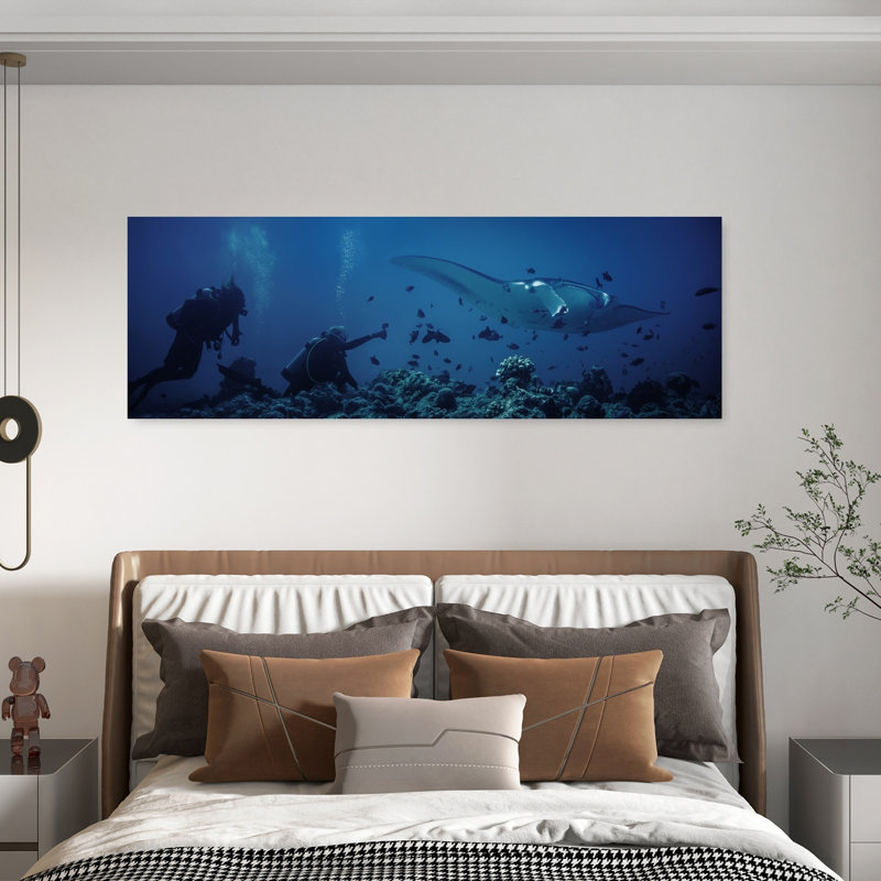 Art mural tropical, océan serein contemporain, H 20 po x l 60 po