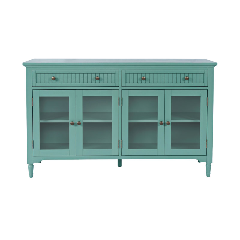 Pearce 58" Glass Door Accent Cabinet, Green
