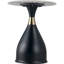  Table d'appoint ronde moderne Bento, table de bout en pierre frittée blanche de luxe avec piédestal noir et décor doré, table de chevet robuste pour le salon, la chambre à coucher et le mobilier de bureau