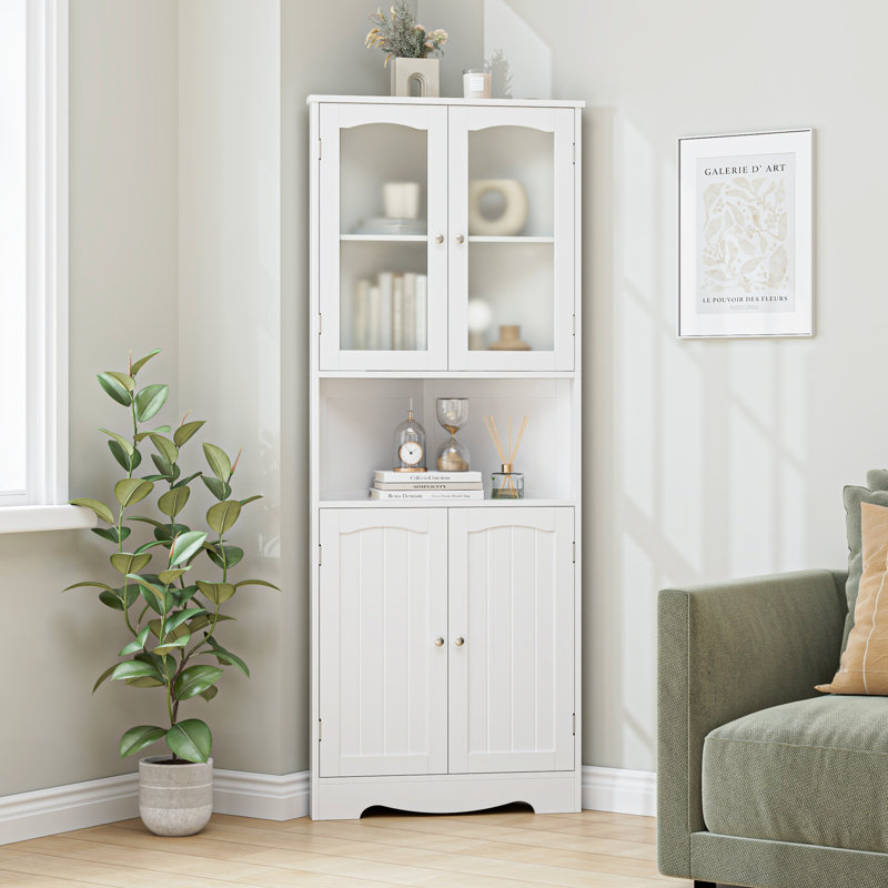 Armoire de coin autoportante avec tablette ouverte Allysen