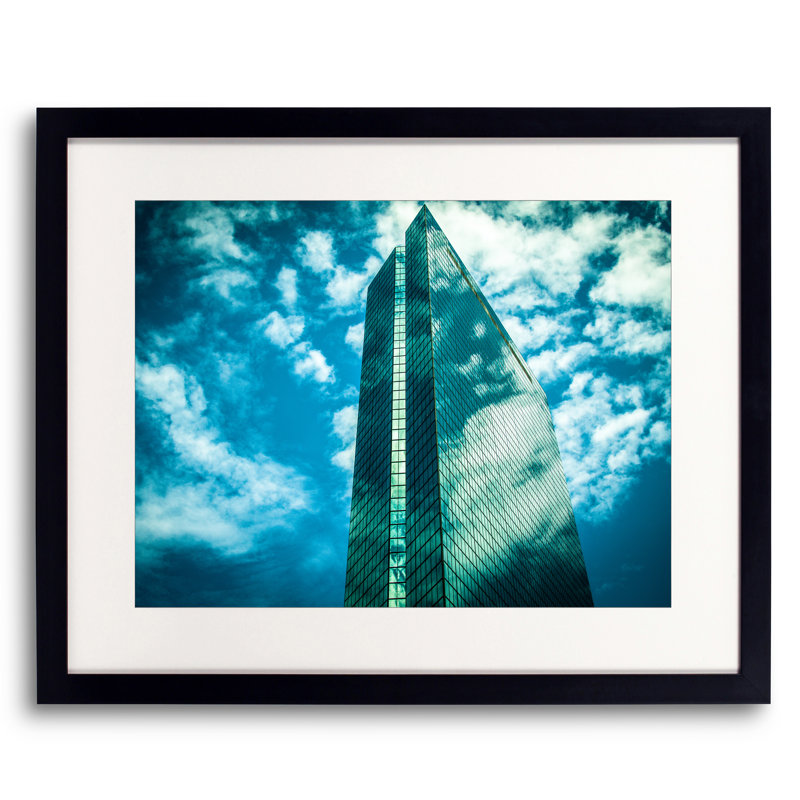 «The Hancock Building Boston» par Alan Scherer, H 17,25 po x l 21,25 po, Papier avec cadre noir