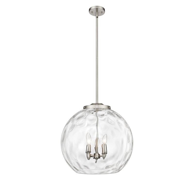 Luminaire suspendu sphère 3 lumières 3 lumières, H 19,5 po x l 17,88 po x P 17,88 po, Nickel satiné brossé