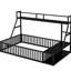 Lit de sol en métal noir pour espace de lecture avec clôture, bureau et rangement, tablette