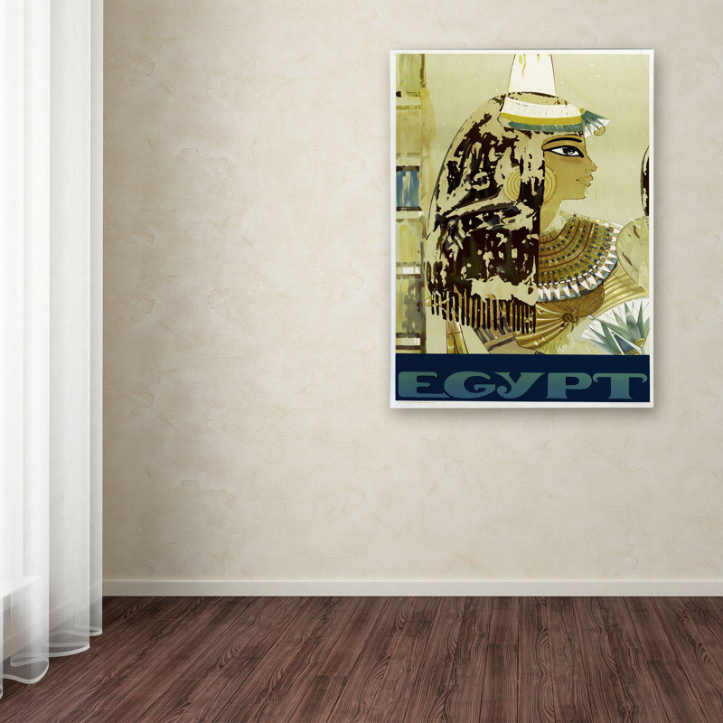 « visit égypte cleopatra », affiche rétro sur toile tendue pomme, H 32 po x l 22 po x P 2 po