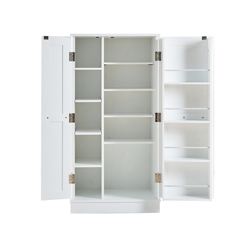 Armoire de cuisine autoportante avec tablettes réglables - Armoire de rangement en panneau de fibres à densité moyenne blanche pour l'organisation de la salle à manger et de l'artisanat