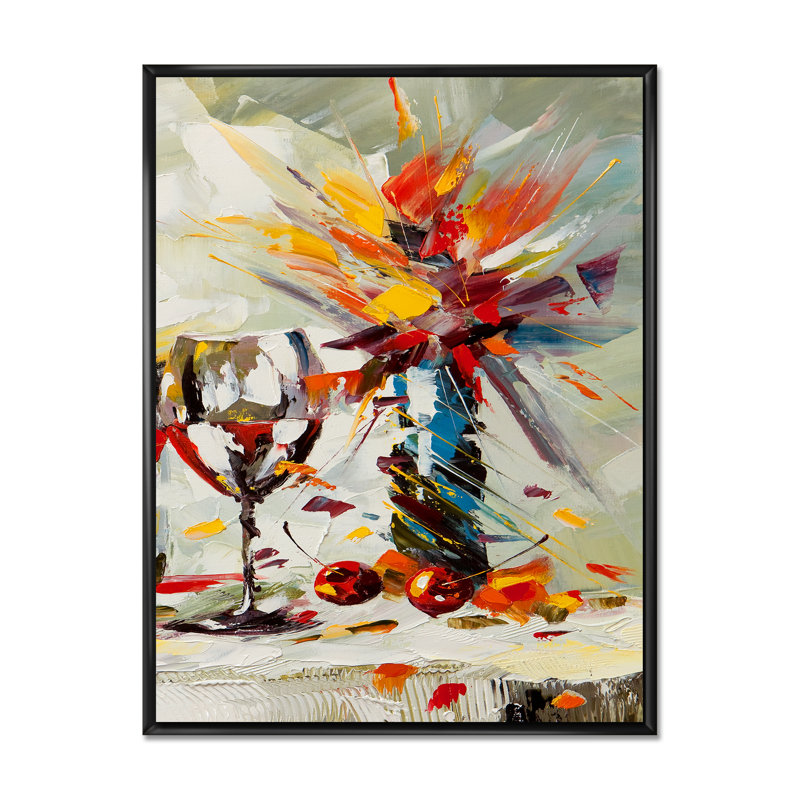 Bouquet rétro de fleurs III - on, H 40 po x l 30 po x P 1,5 po, Toile avec cadre flottant noir